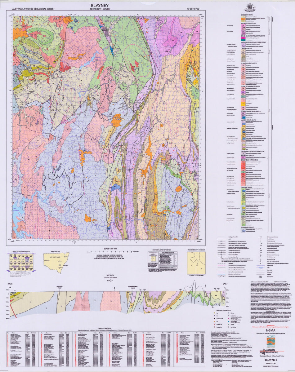 Blayney 1100 000 Geological Map Regional Nsw