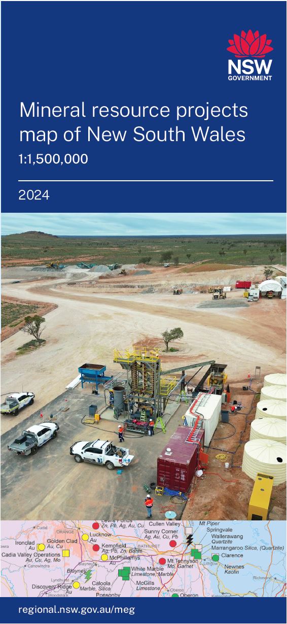 Mineral resource projects of New South Wales, 1:1 500 000 map