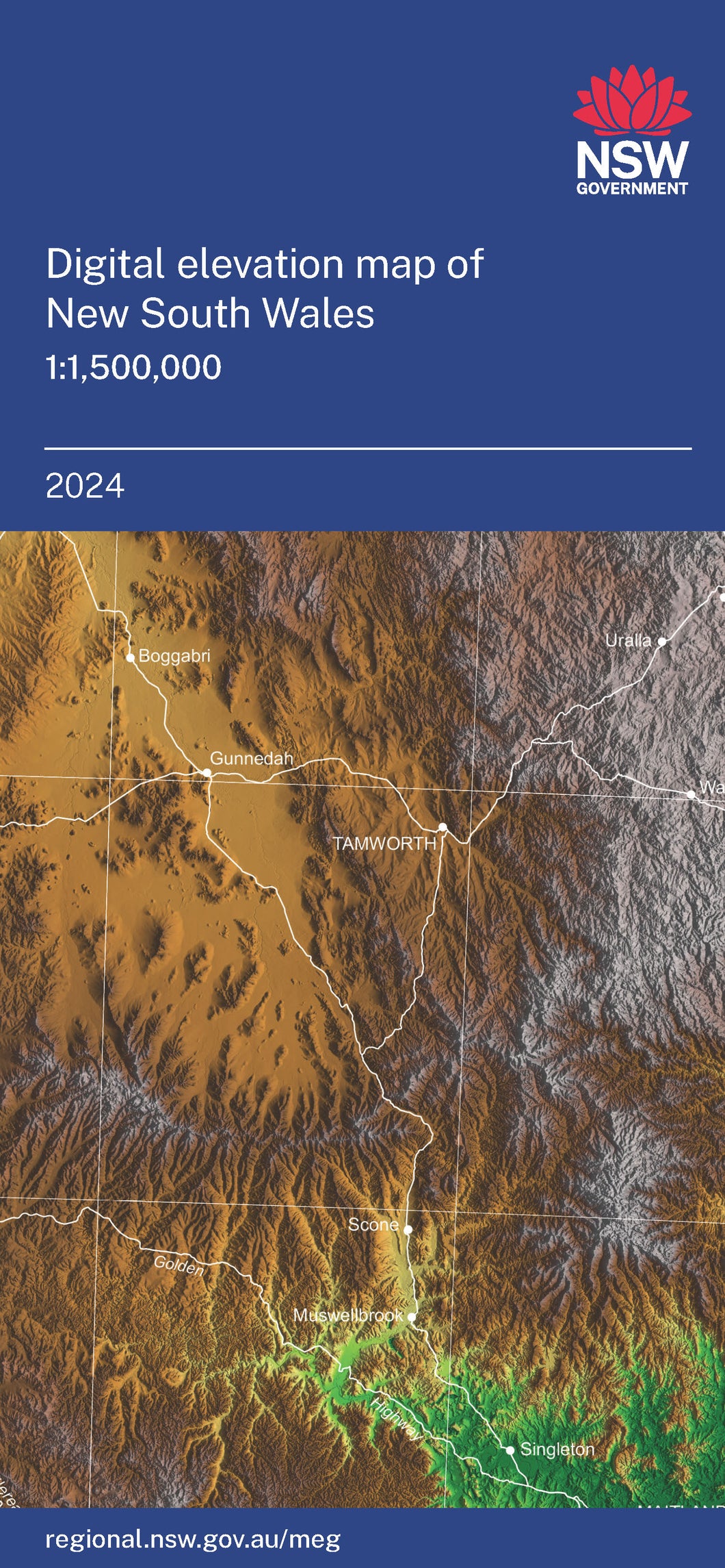 Digital elevation map of New South Wales, 1:1,500,000