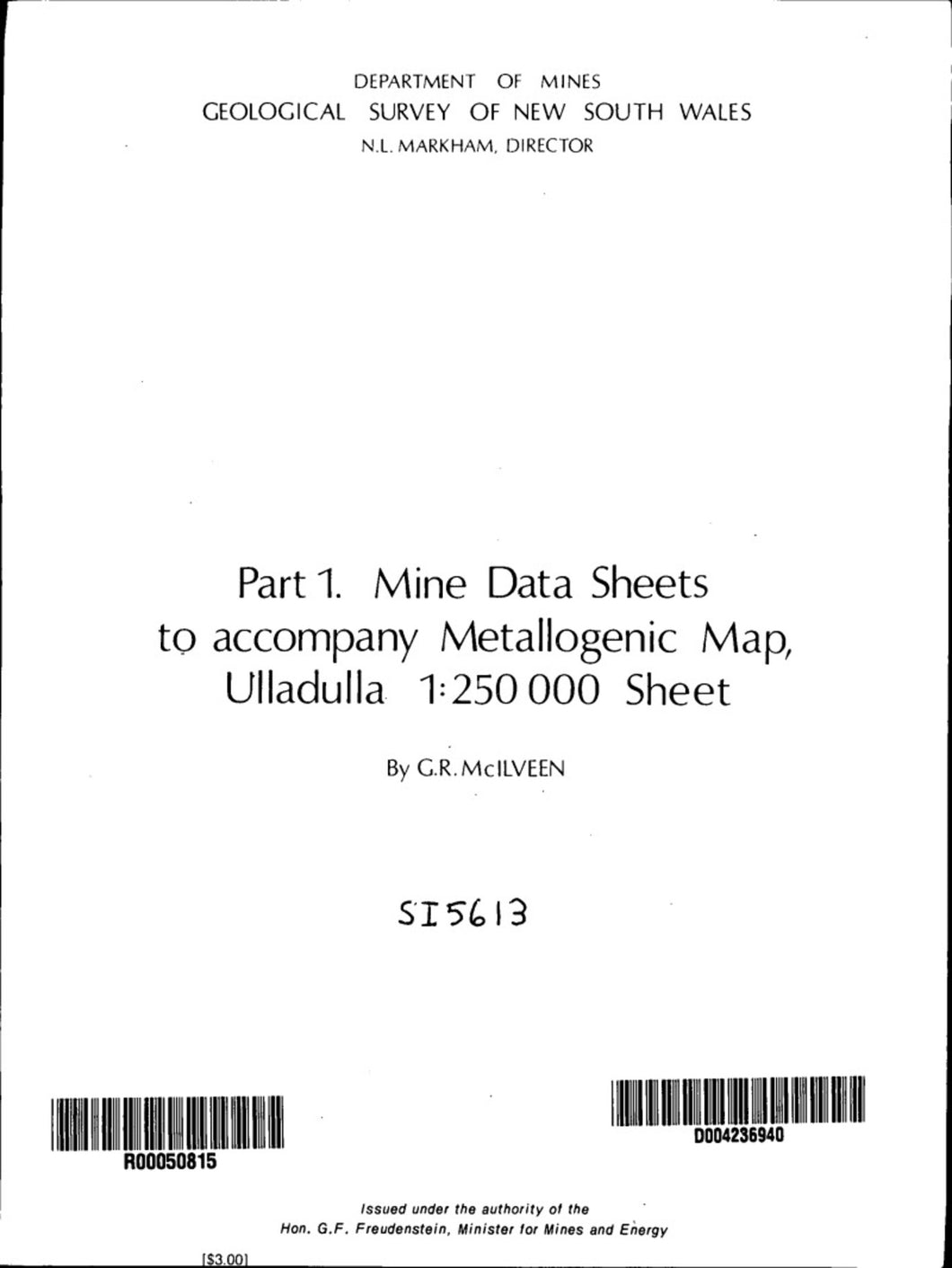 Ulladulla Metallogenic Map Explanatory Notes (1975)