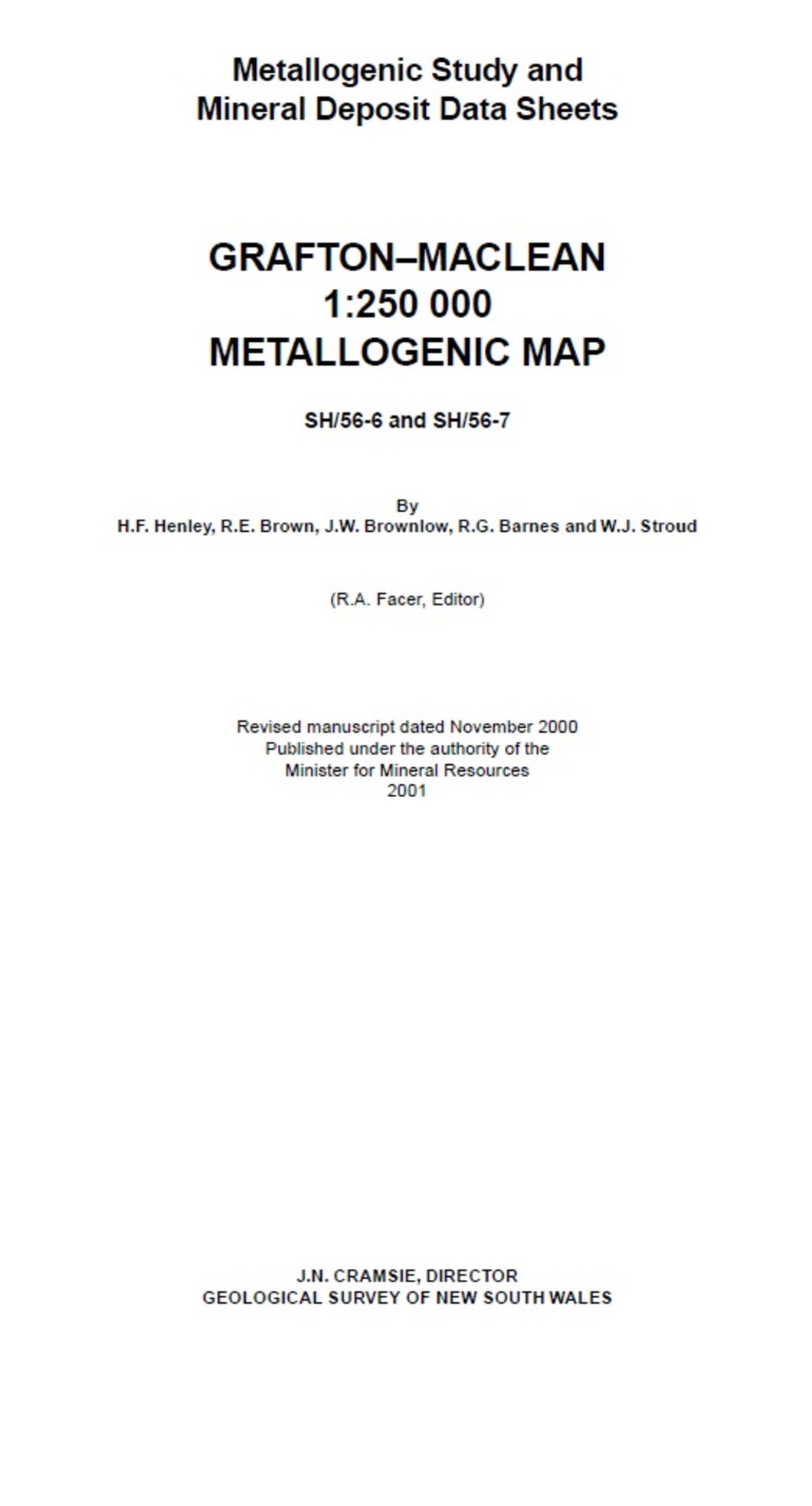 Image of Grafton Maclean Metallogenic Map Explanatory Notes 2001 book cover