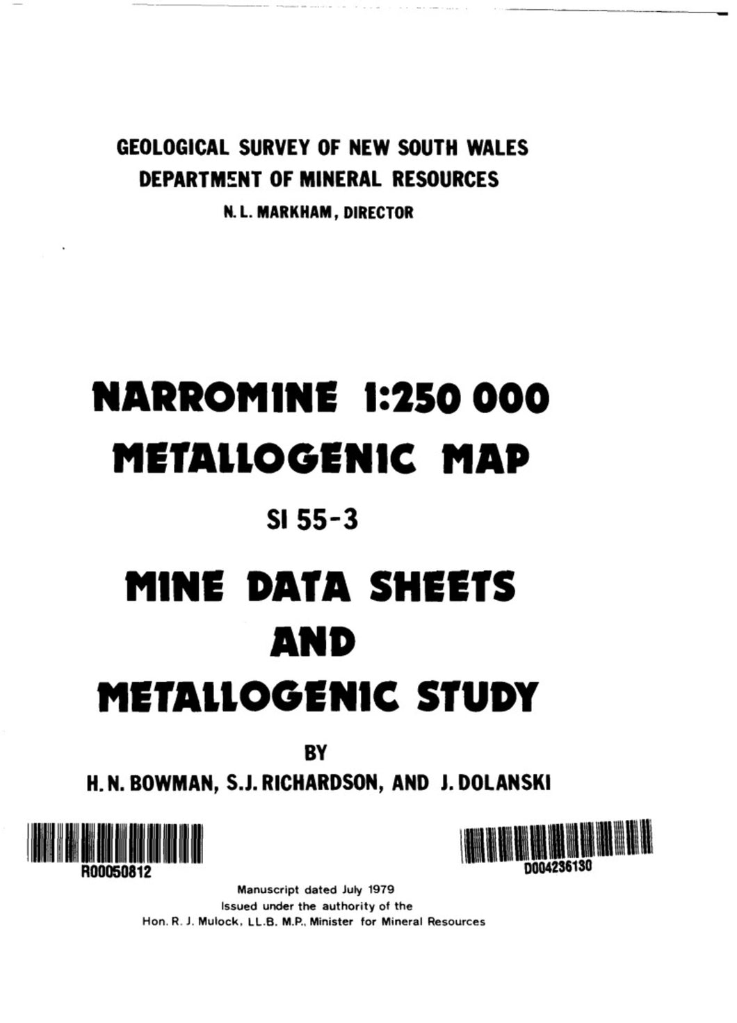 Image of Narromine Metallogenic Map Explanatory Notes 1979 book cover