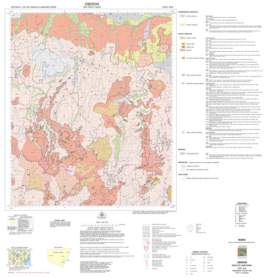 Image of Oberon 1:100000 Regolith Landform map