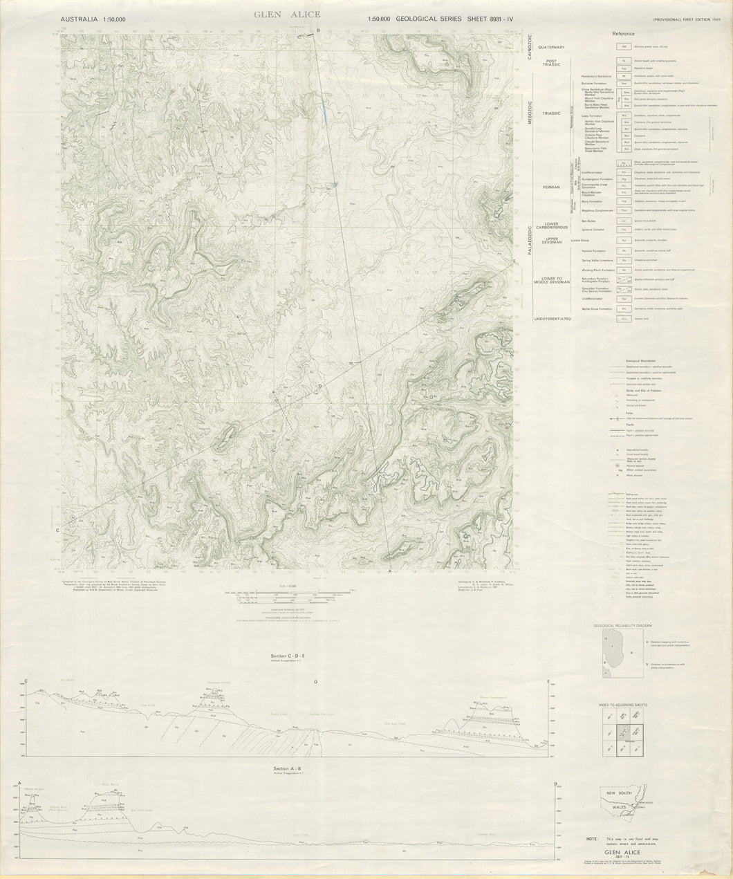 Image of Glen Alice 1:50000 Geological map