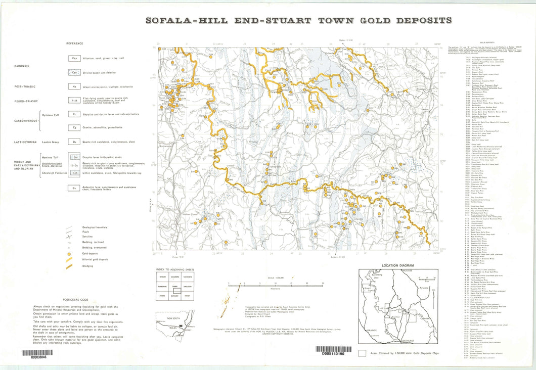 Image of Sofala Hill End Stuart Town Gold Deposits Map 1:250000  map