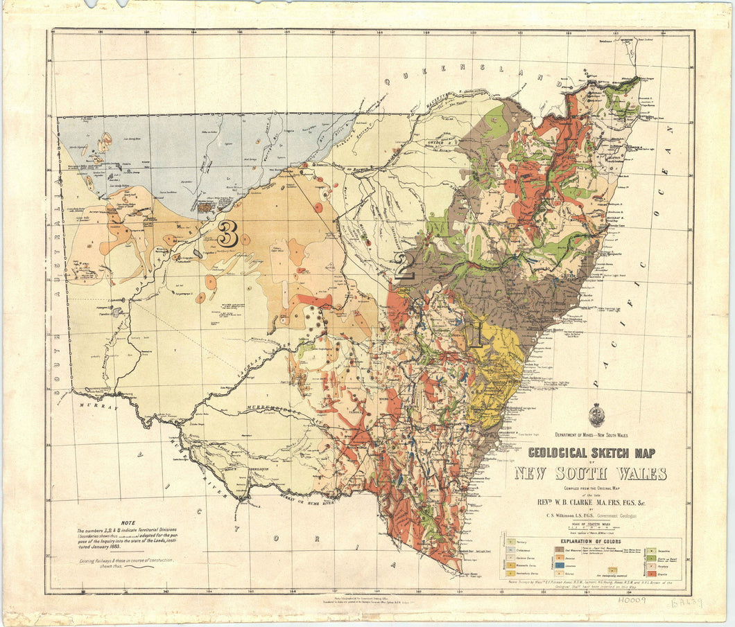 Image of Geological Sketch Map of New South Wales   1883  map