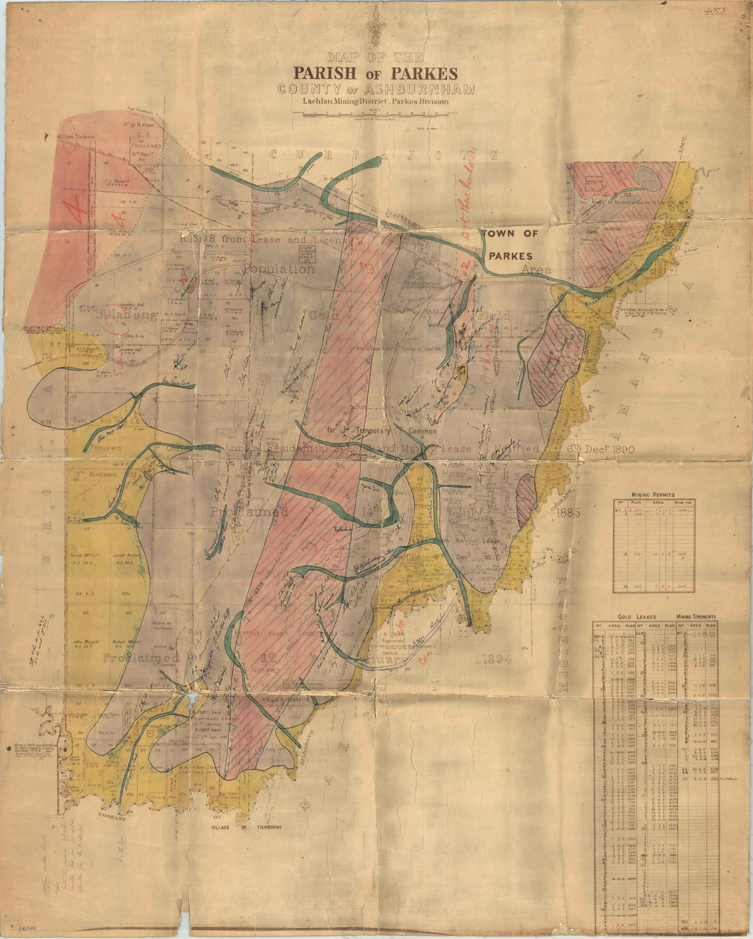 Image of Local Geological Map, Parish of Parkes   1890  map