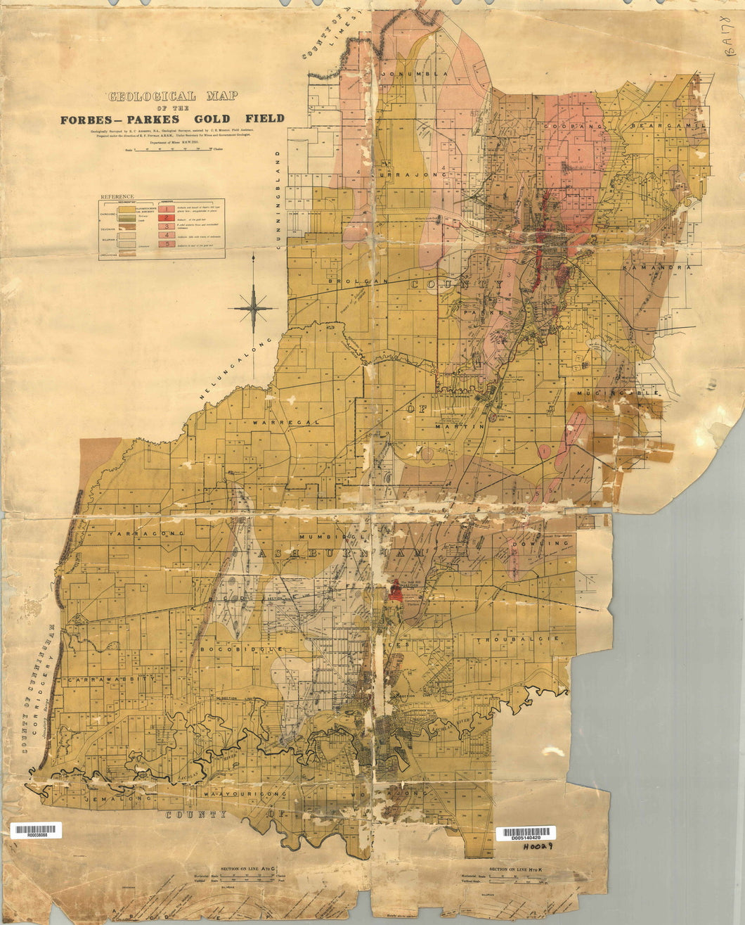 Image of Geological Map of Forbes   Parkes Gold Field, 1910  map
