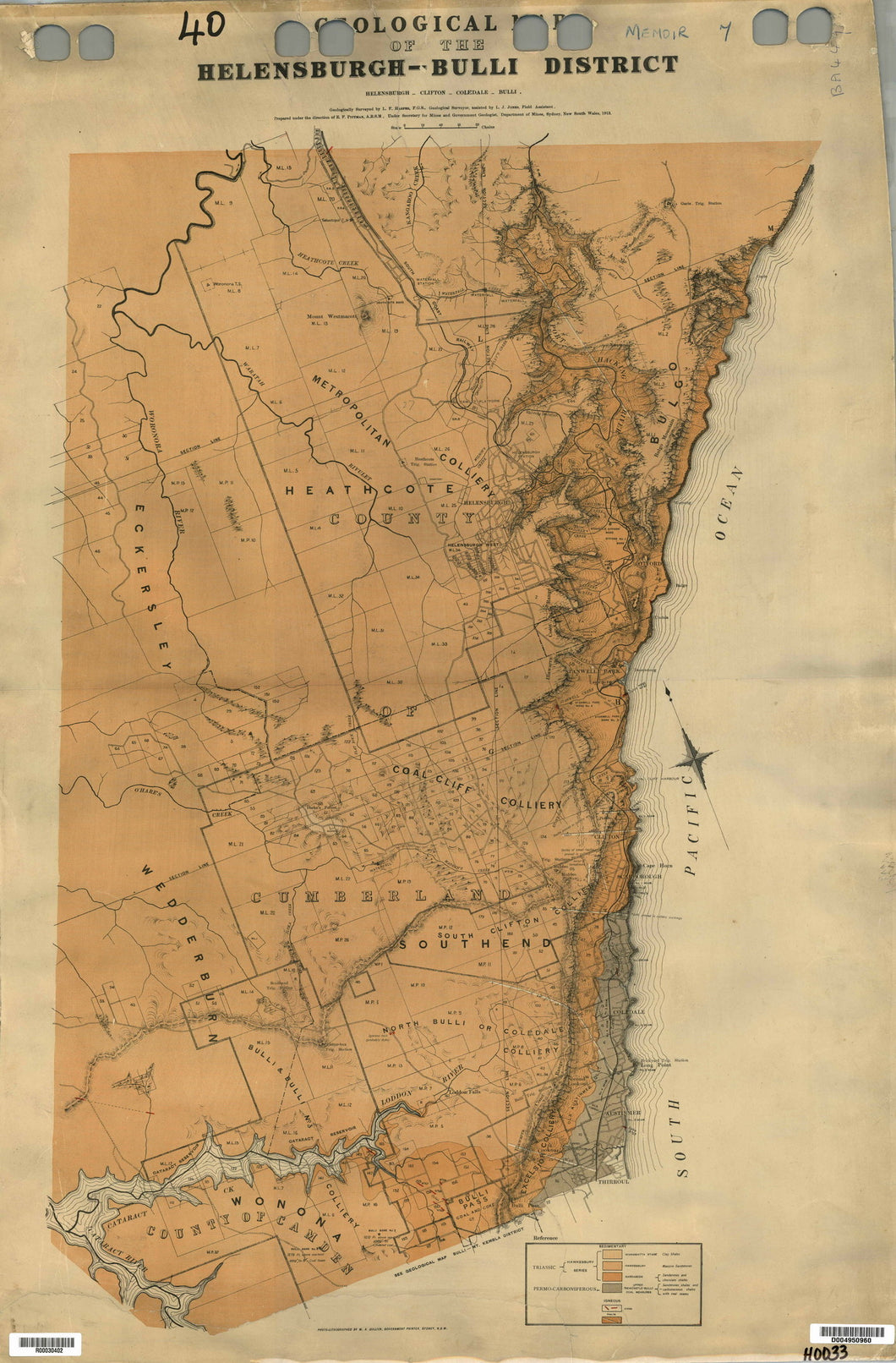 Image of Geological Map of the Helensburgh   Bulli District   1913  map