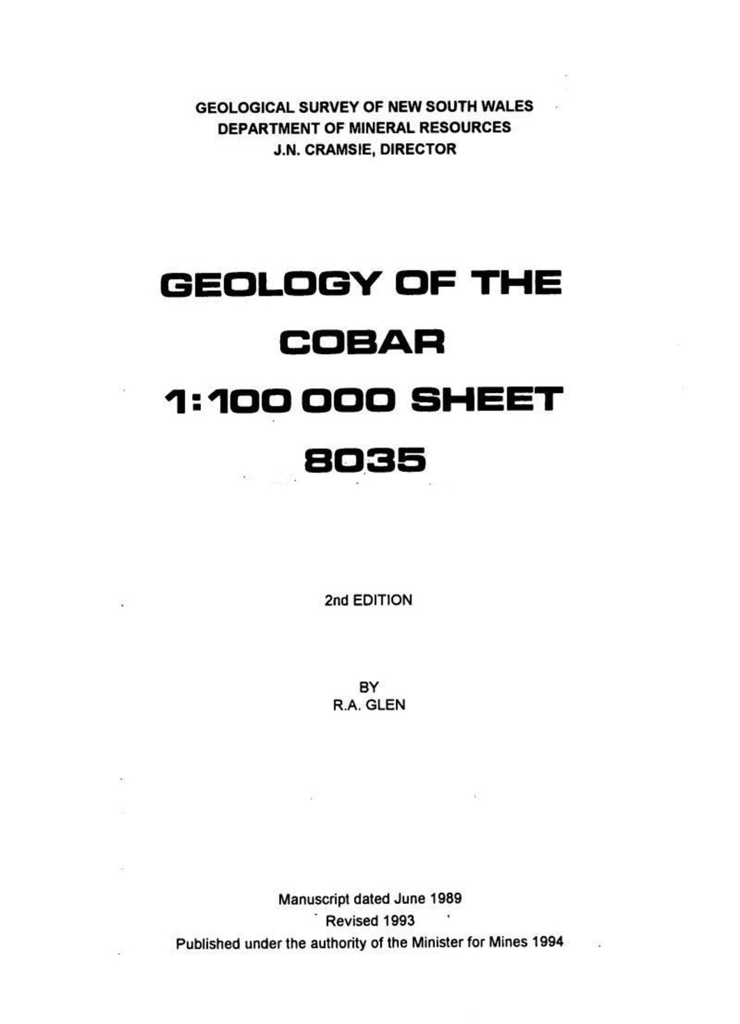 Image of Cobar Explanatory Notes 1994 book cover