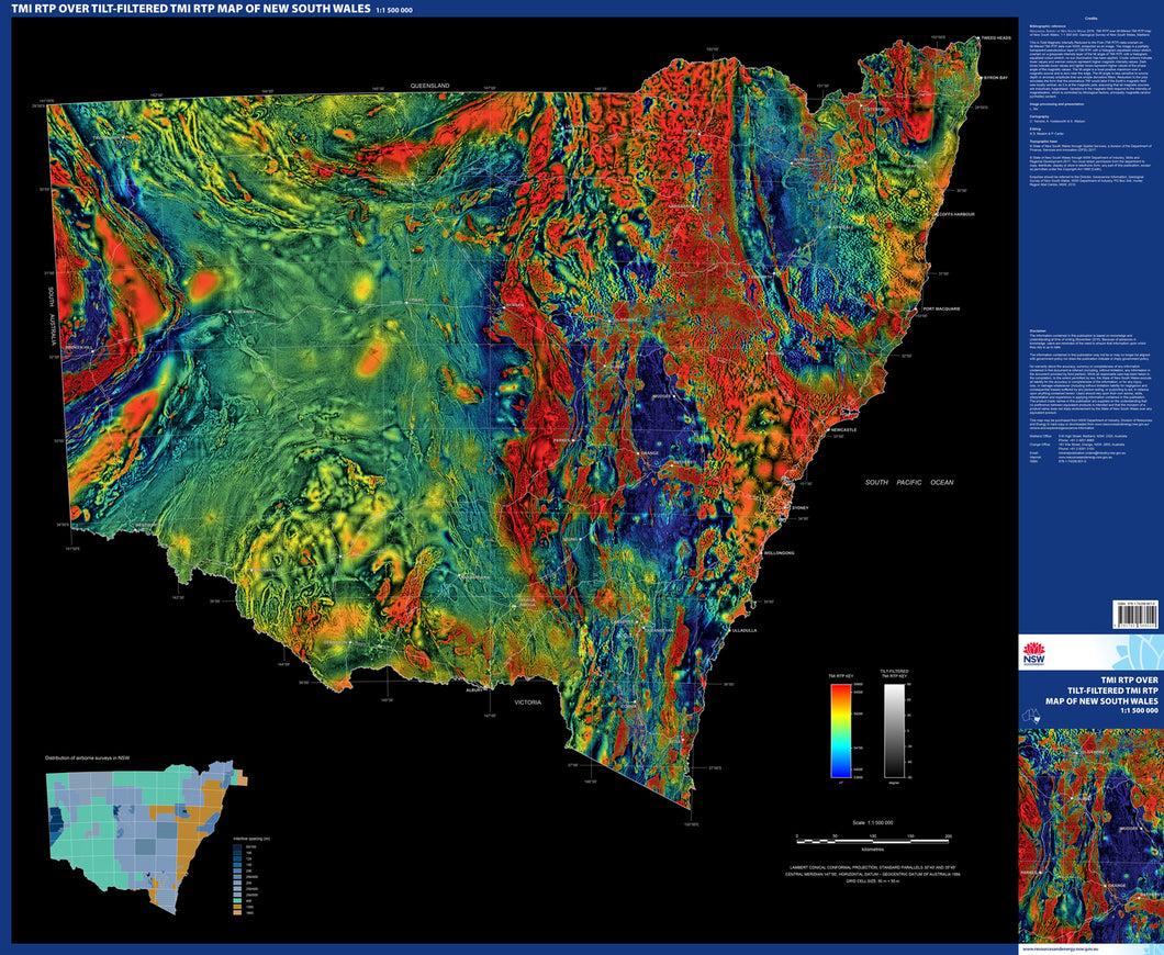 Image of TMI RTP over tilt filtered TMI RTP map of New South Wales 1:1500000   statewide geophysics 2016 book cover